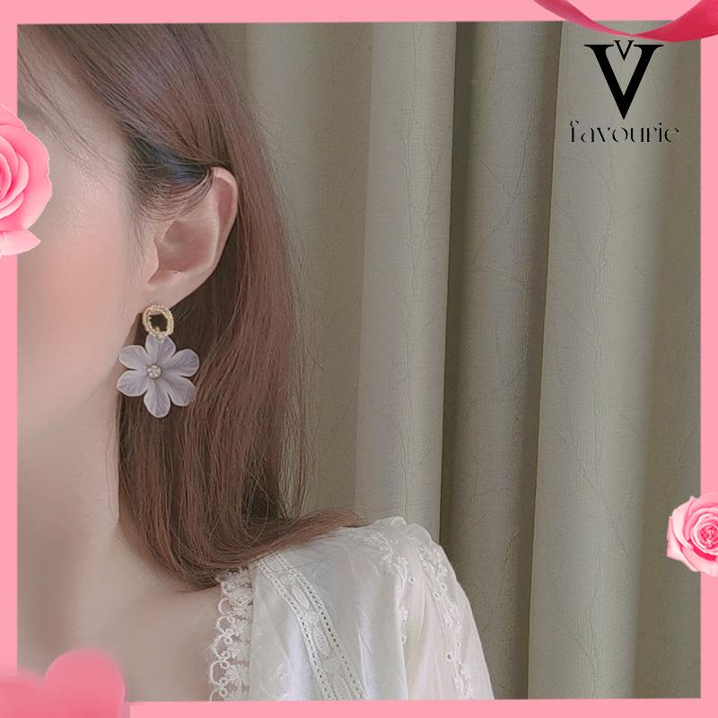 [COD]S925 Silver Needle Flower Shape Gaya Segar Anting Pejantan Cocok untuk Wanita-FA