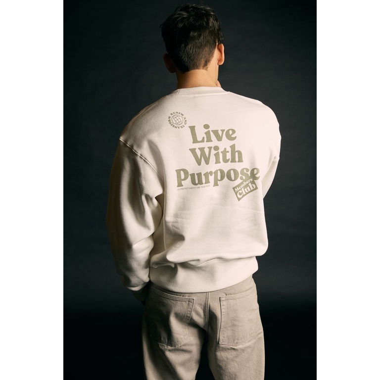 Crewneck H&amp;M ILLINOIS FANTASTIQUE TRUST HONESTY LIVE WITH PURPOSE CREWNECK H&amp;M CREAM SWEATER H&amp;M ORI