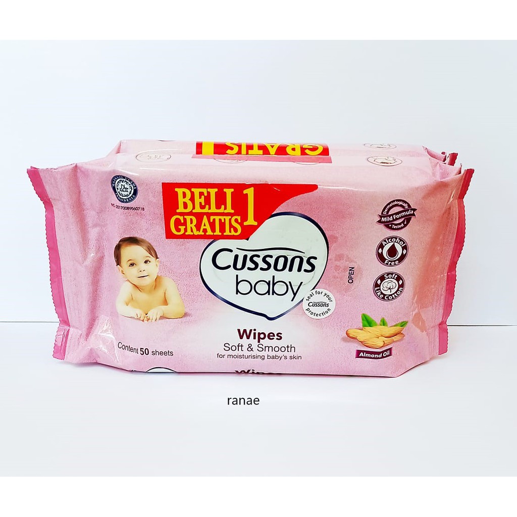 PINK Cusson Baby Wipes Soft &amp; Smooth 50S (BUY 1 GET 1)