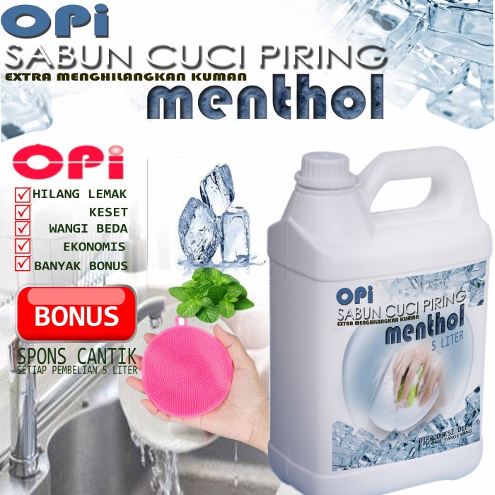 Sabun Cuci Piring 5 Liter menthol dan 8 varian wangi lain bonus spons New Formula sudah ada izin edar resmi by Oke sabun suplayer