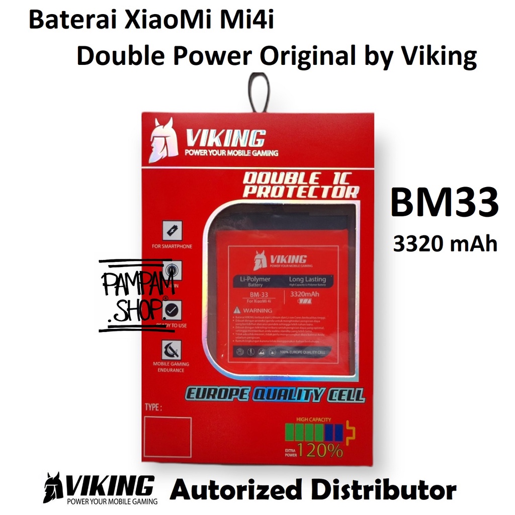 Baterai VIKING Double Power Original XiaoMi BM33 Mi4i Batre Batrai Battery Ori BM 33 Xiao Mi 4i