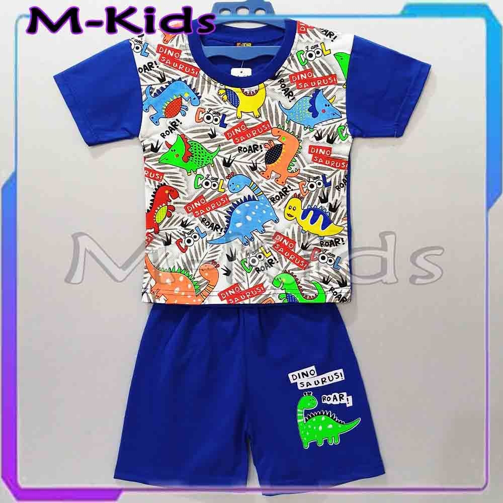 MKids88 - Baju Setelan KAOS Anak Gambar Dinosaurus / Dino