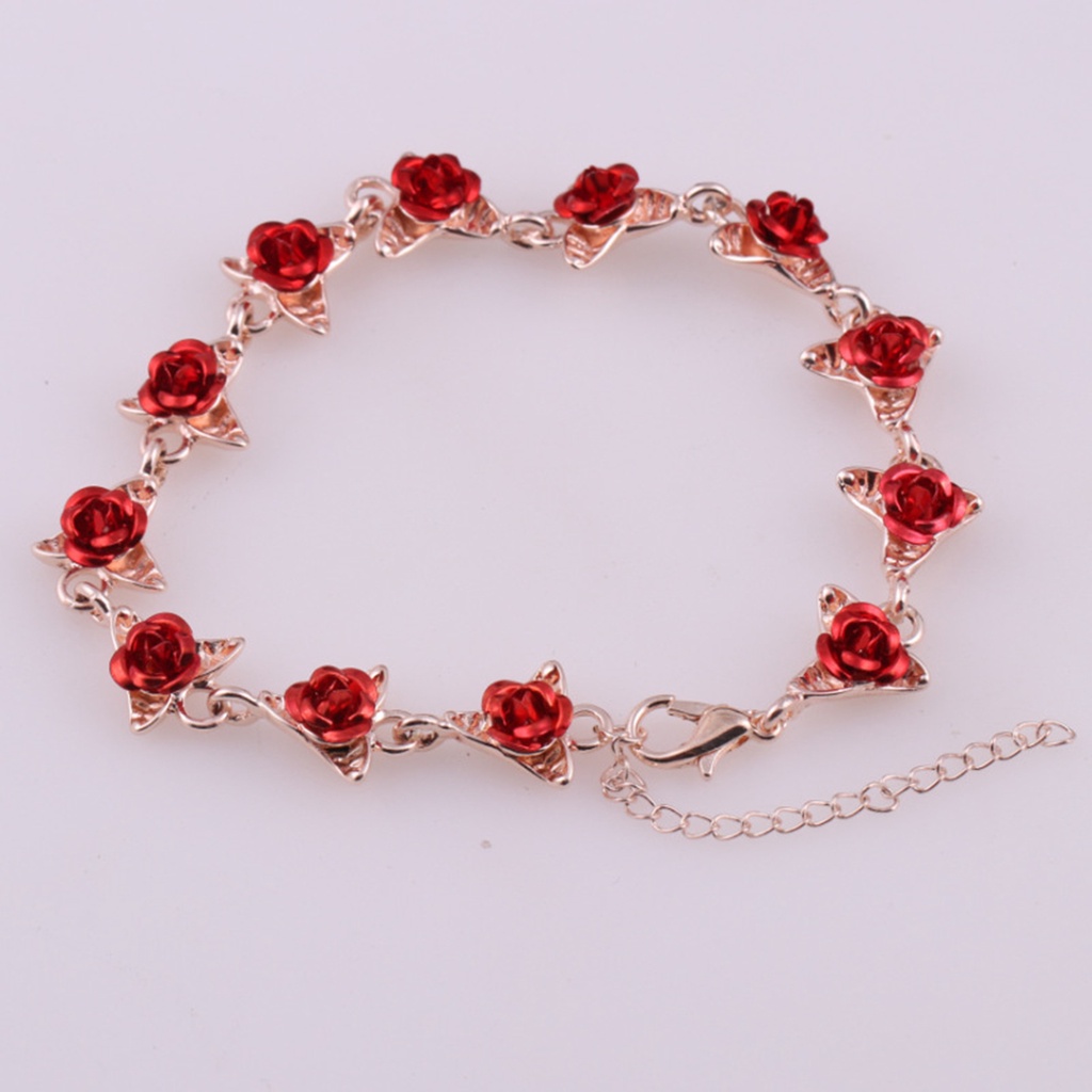 Hu Hu Hu Hu Hu Alat Bantu Pasang Kacamata♡ Gelang Rantai Desain Mawar Merah Untuk Hadiah Valentine Wanita