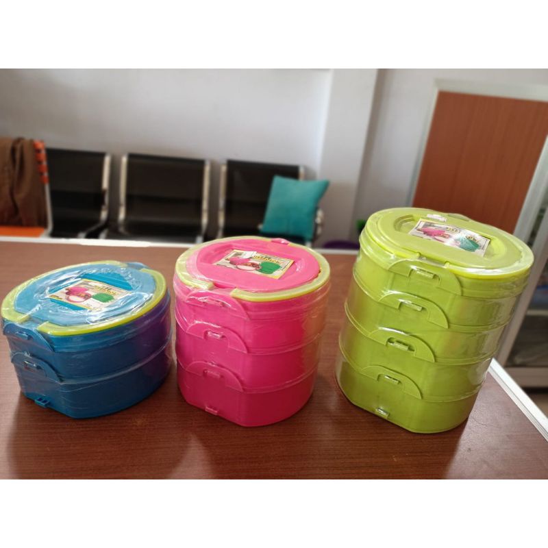 TEMPAT MAKAN RANTANG PLASTIK BUNNY SUSUN 2, 3 DAN 4 RANTANG MAKANAN