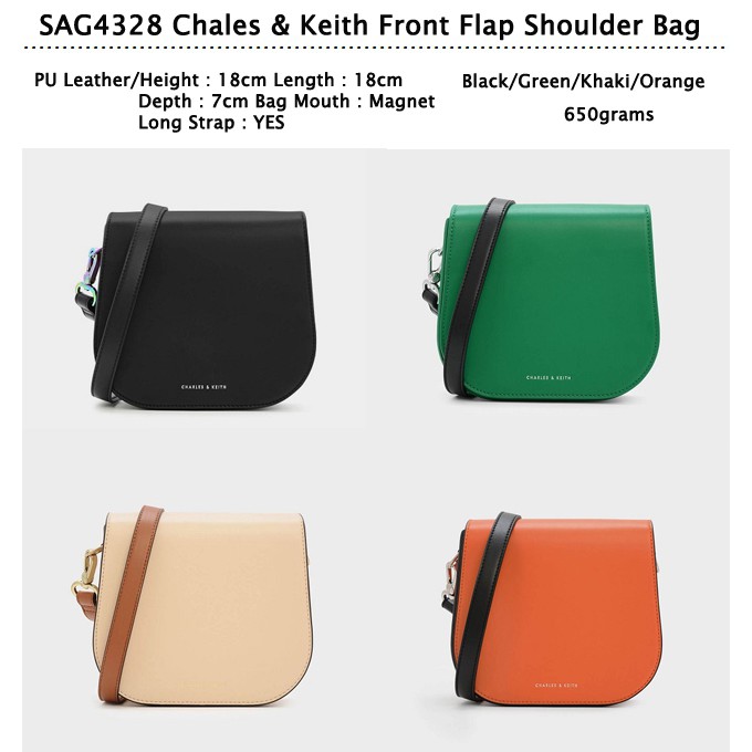 Charles & Keith Front Flap Shoulder Bag/ TAS IMPOR MURAH/ TAS WANITA - SAG4328