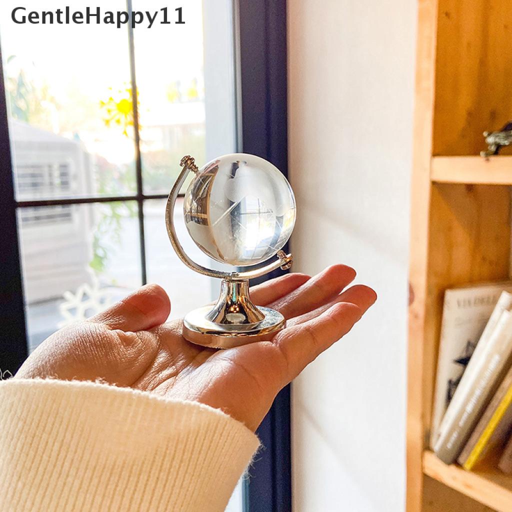 Gentlehappy Transparan Perak Berdiri Crystal World Globe Rumah Boneka Desktop Decor Mainan