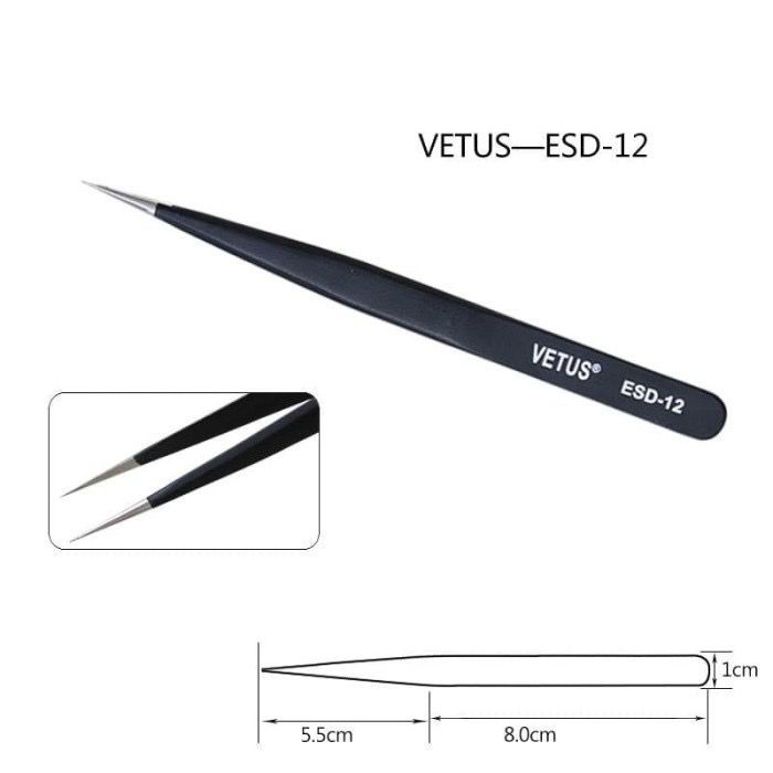 Vetus Vape Coiling &amp; Wicking Tools / Tweezer ESD-12 Straight