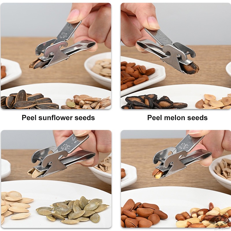 Stainless Steel Size Double Clip Melon Seed Shelling Machine Pine Nut Opening Artifact Clip Sunflower Seed Peeler Kitchen Tool