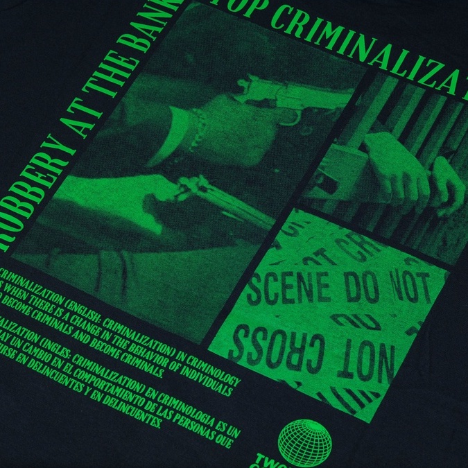 Twohead tshirt stop Crime black
