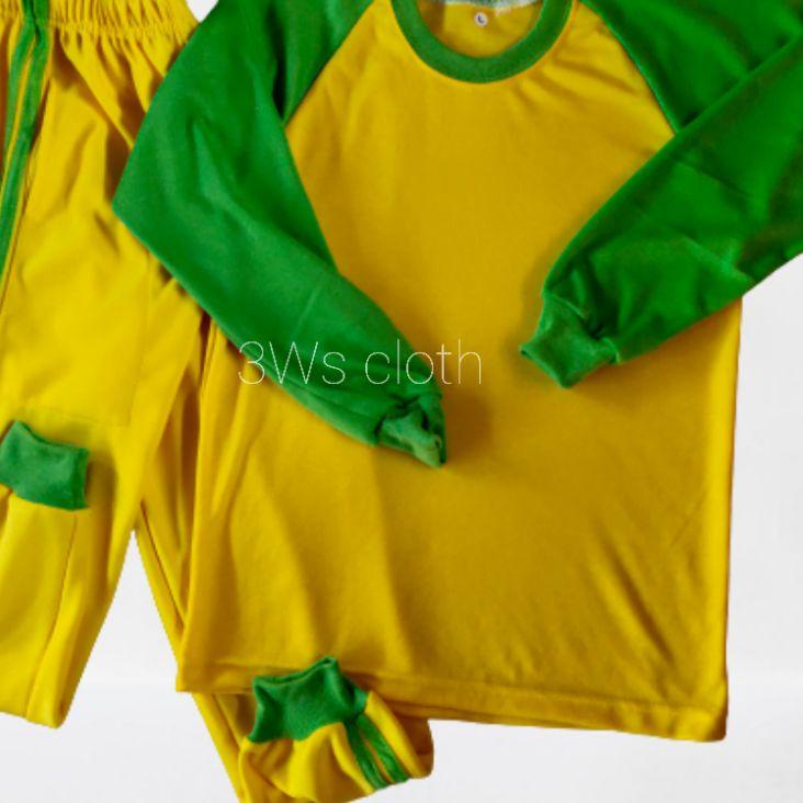 Sangat Nyaman.. SETELAN KAOS OLAHRAGA ANAK PAUD RA TK SD MI | KUNING HIJAU MUDA