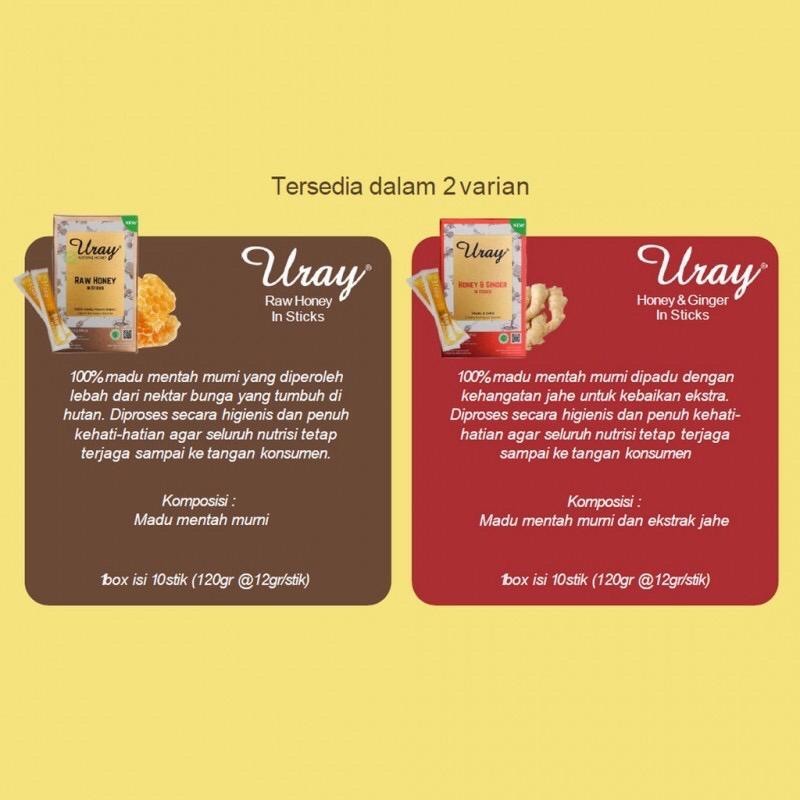 

Bny31 MADU URAY SACHET STICKS- RAW HONEY IN STICKS 10 x 12gr
