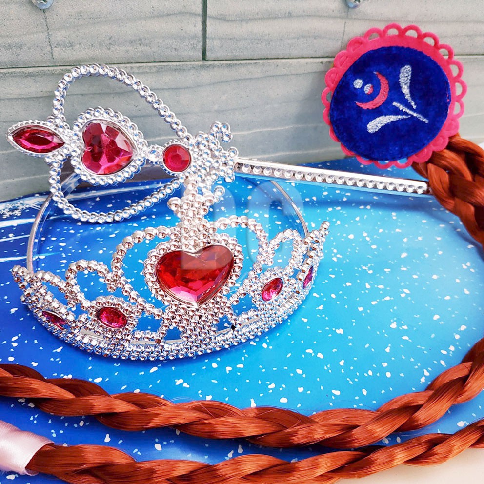 Accessories Frozen  3in1 Anna Aksesoris Kostum Princess Rambut Mahkota Tongkat