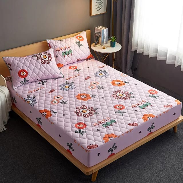 SPREI WATERPOOF - SPREI ANTI AIR - SPREI SULTAN WATERPROOF - KUALITAS NO.1-PINK BUNGA
