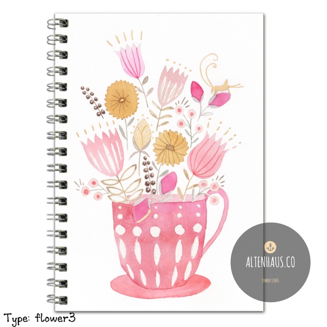 

Buku Catatan (Notebook) Custom Book Jilid Spiral Tipe Flower3