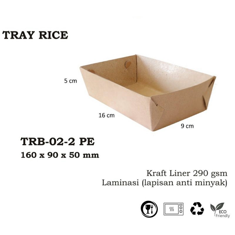 

(isi 5pcs) BOX KARDUS KOTAK TRAY MAKANAN FRENCH FRIES/KENTANG NASI 16x9x5 cm KRAFT 290gsm