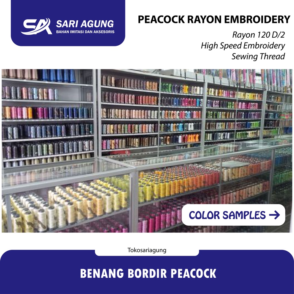 BENANG BORDIR RAYON PEACOCK 120D/2 (CONS)