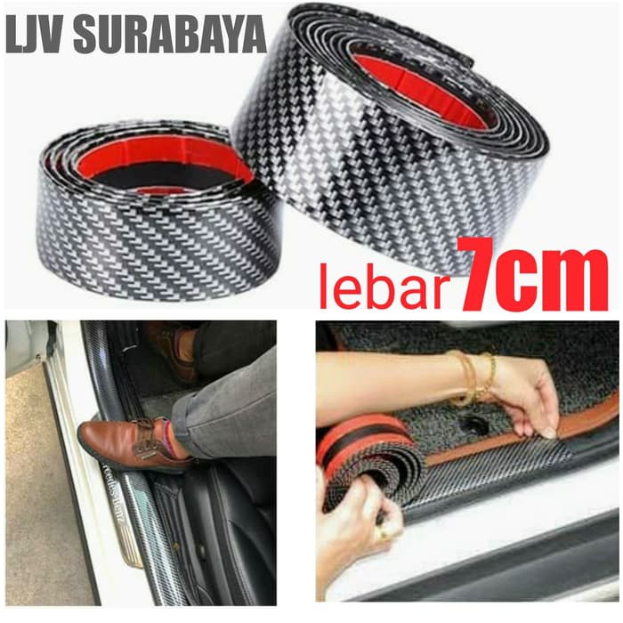 SILLPLATE CARBON 3D LIST PELINDUNG PIJAKAN KAKI BAGASI BELAKANG - 7CM