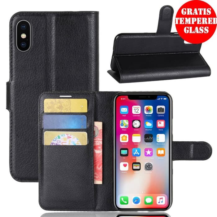 CASING IMPOR Dompet Kulit PU Flip Case For iPhone X/Xs Xs Max WEIKA