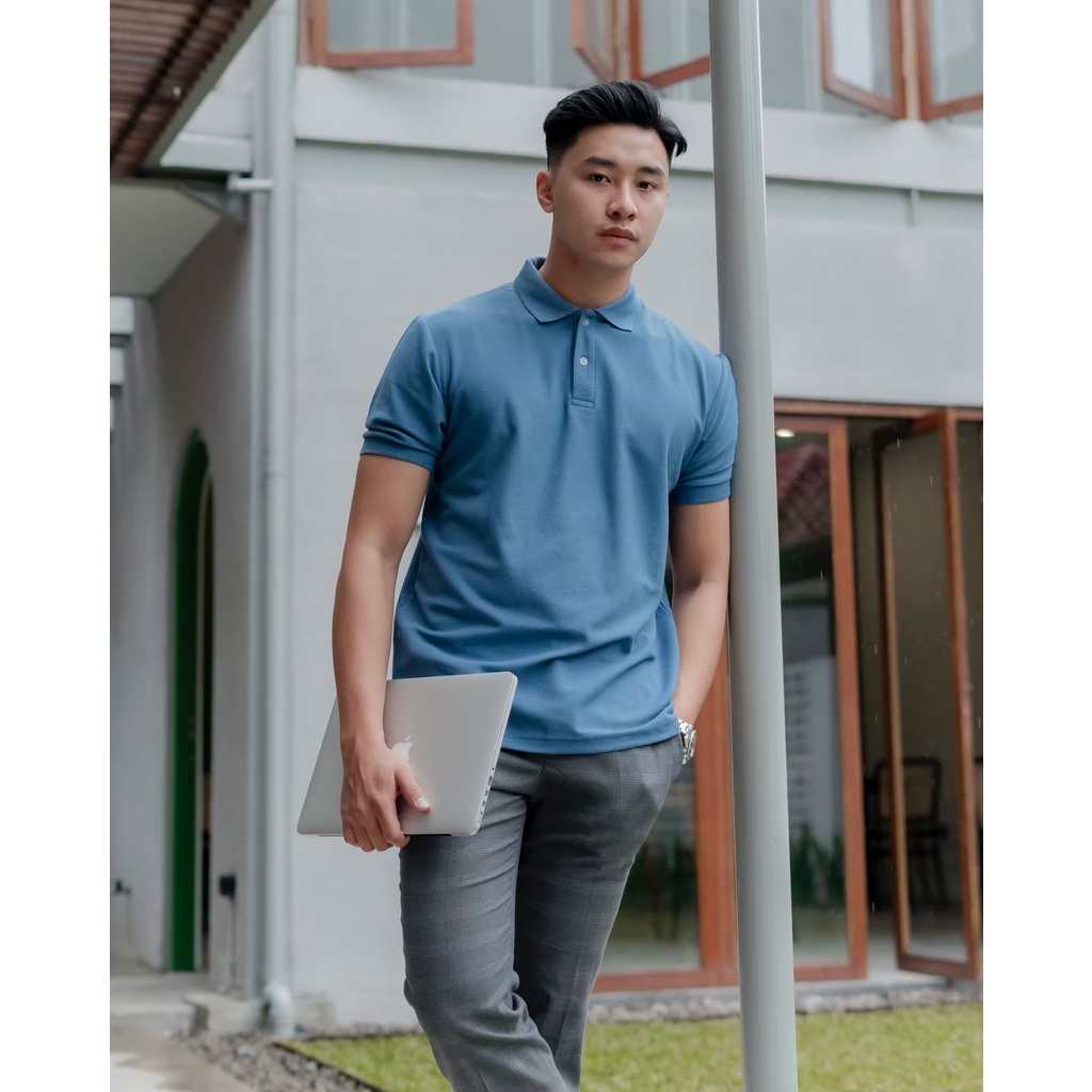 AKITA POLO SHIRT - Kaos Polo Pria in Steel Blue (Biru)