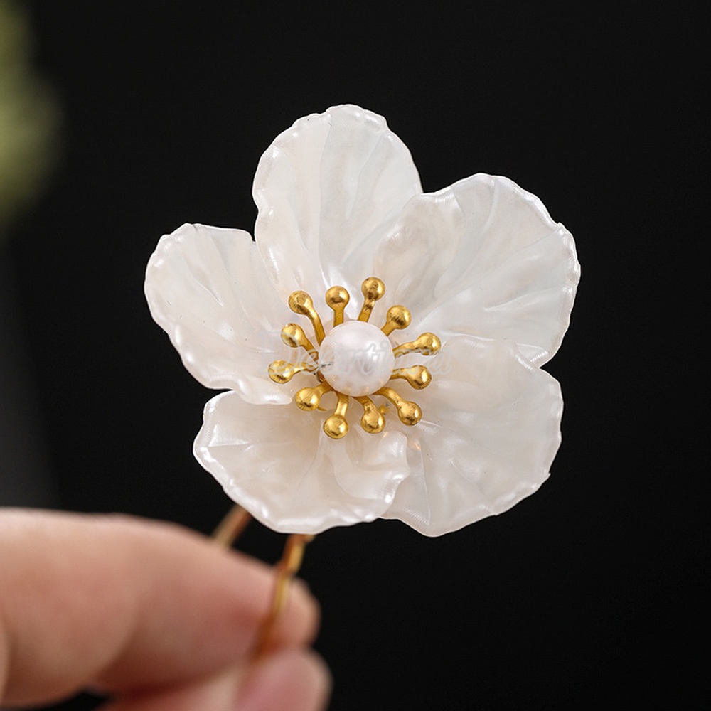 New Style Antique Headgear White Camellia Costume Hairpin