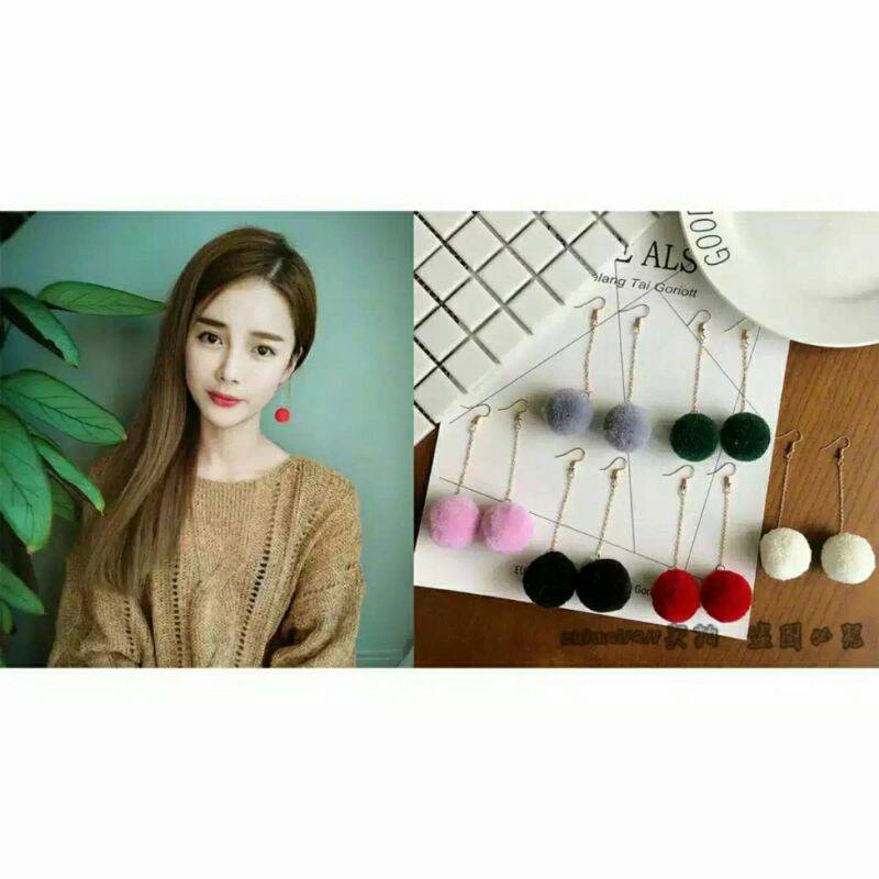 Anting pompom cantik -anting hijab - anting murah -antingmewah-anting remaja bisa bayar di tempat