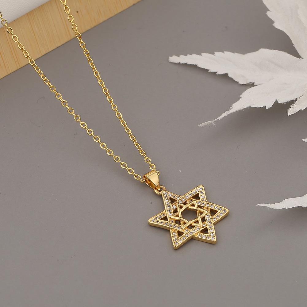 Ornamen retro enam bintang pendant Pasangan pribadi kalung untuk wanita