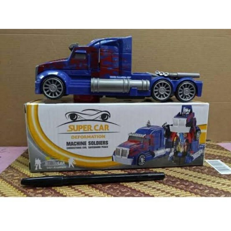 Robot Car Transformer Optimus 2 In 1  Mainan Diecast Deform Carbot Bagu