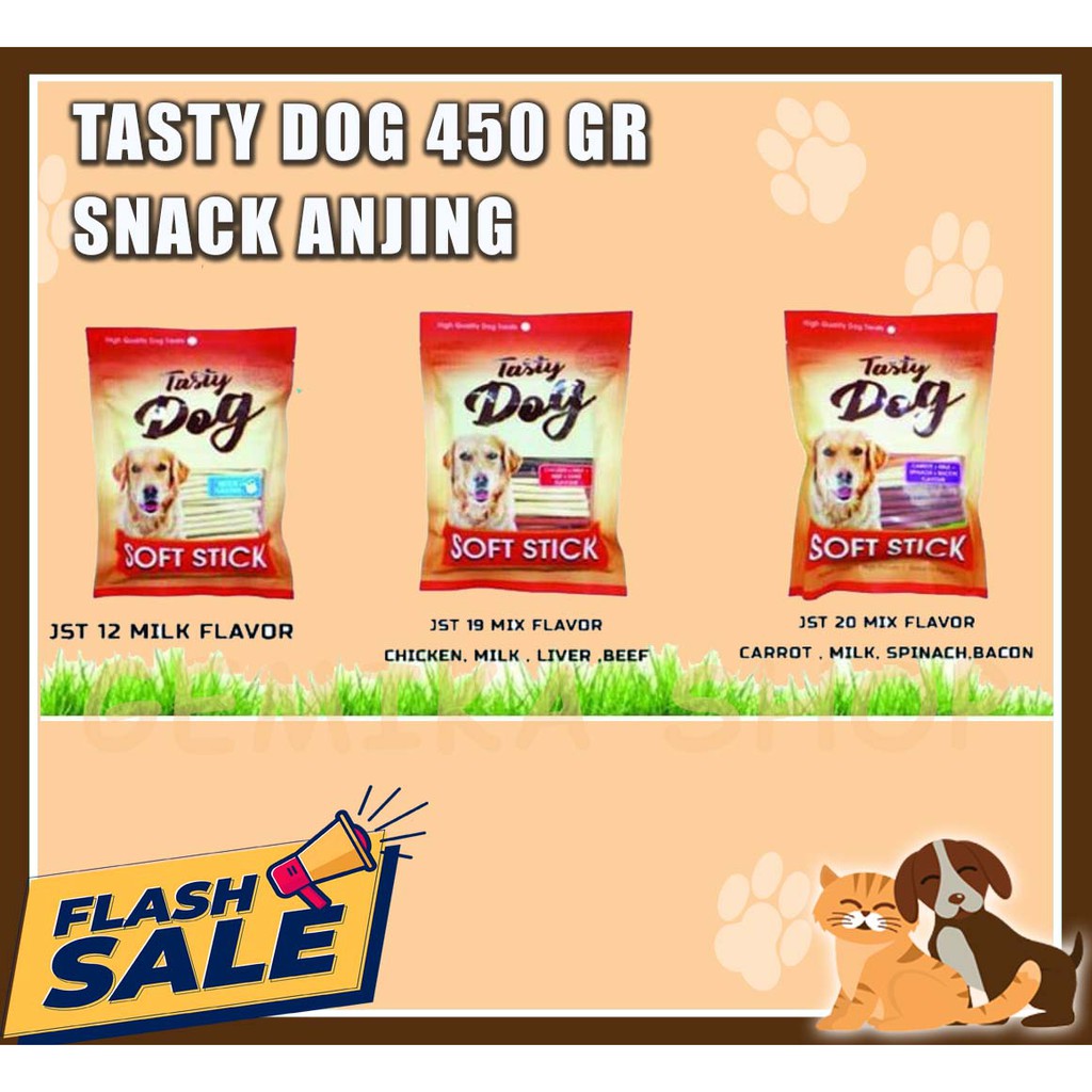 PET8 Tasty Dog All Variant 450gr - Snack Anjing