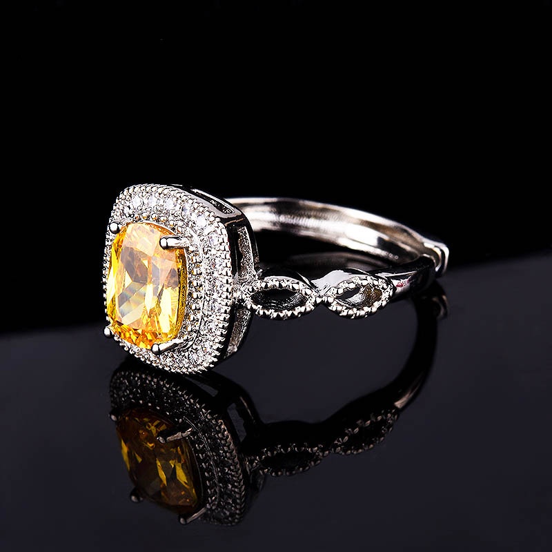 Cincin Berlian Imitasi Warna Kuning Untuk Wanita