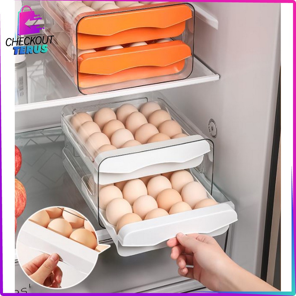 CT C410 Tempat Telur 2 Tingkat Kotak Penyimpanan Telor Serbaguna Kotak Telur 2 Susun Egg Storage Box Organizer