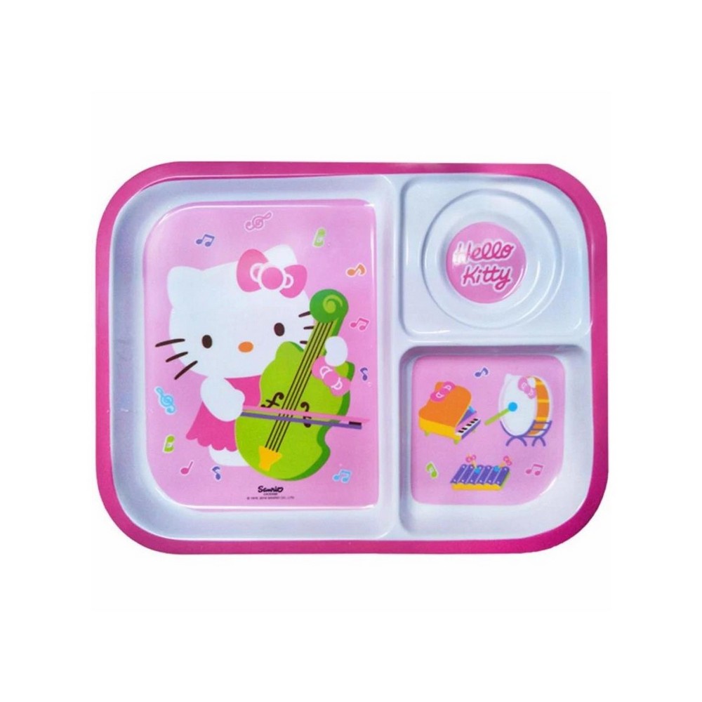 Piring Makan Kotak 3 Sekat Vanda Hello Kitty 10,5&quot; Melamin - Pink