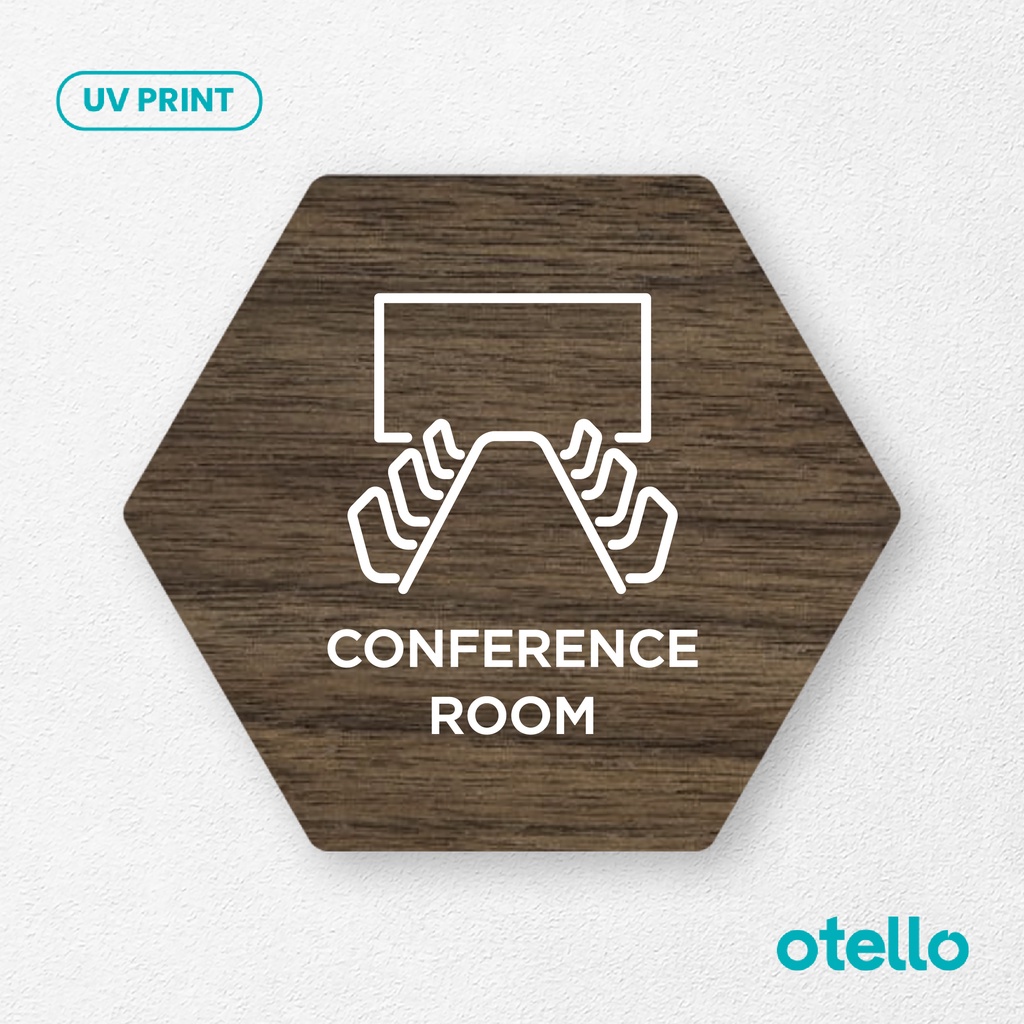 Otello Conference Room Sign Board Kayu Print Tulisan Label Nama Ruangan Signage Dinding Kantor Office