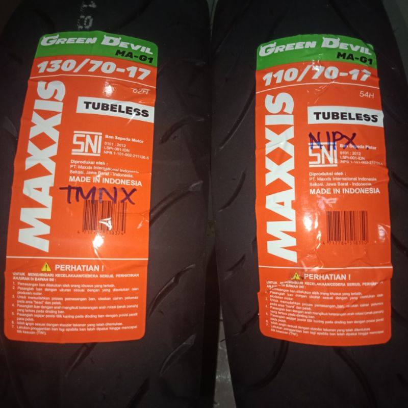 [Maxxis] Green Devil Ban Supermoto 110/70-17 + 130/70-17 Tubeless
