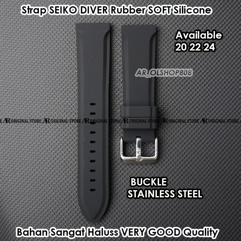 Aftermarket Strap SEIKO DIVER Rubber Strap 24mm Tali Jam Tangan 24 Mm Band 24mm Lug 24mm Hitam Black