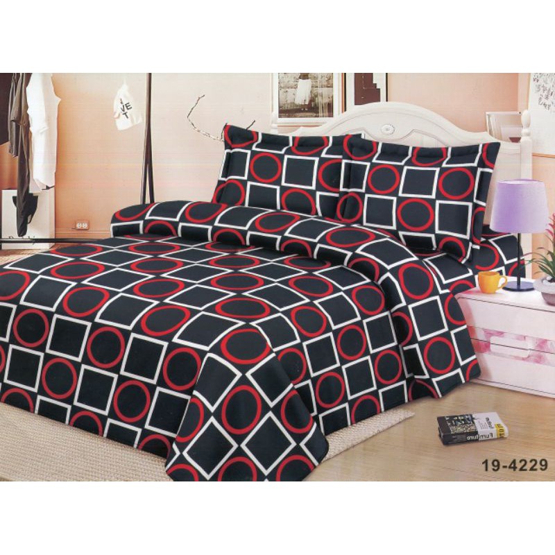 Sprei Disperse Minimalis Kotak Merah Hitam