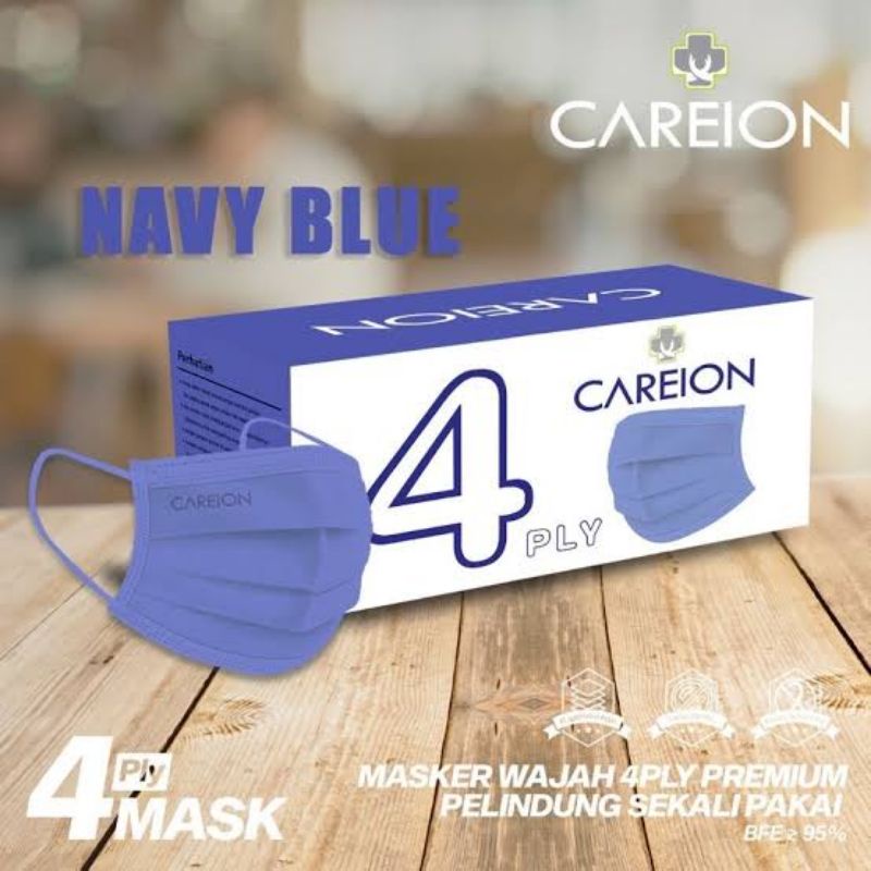 MASKER CAREION EARLOOP 4PLY ISI 50PCS EMBOS CAREION KEMENKES RI AKD MEDIS