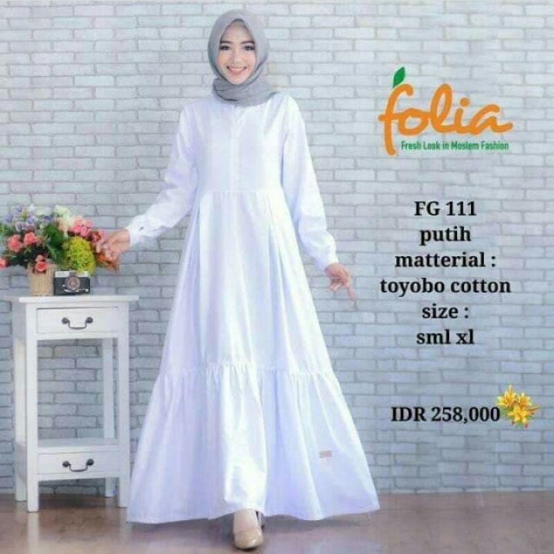 FOLIA GAMIS FG111 PUTIH TOYOBO GAMIS HAJI UMROH