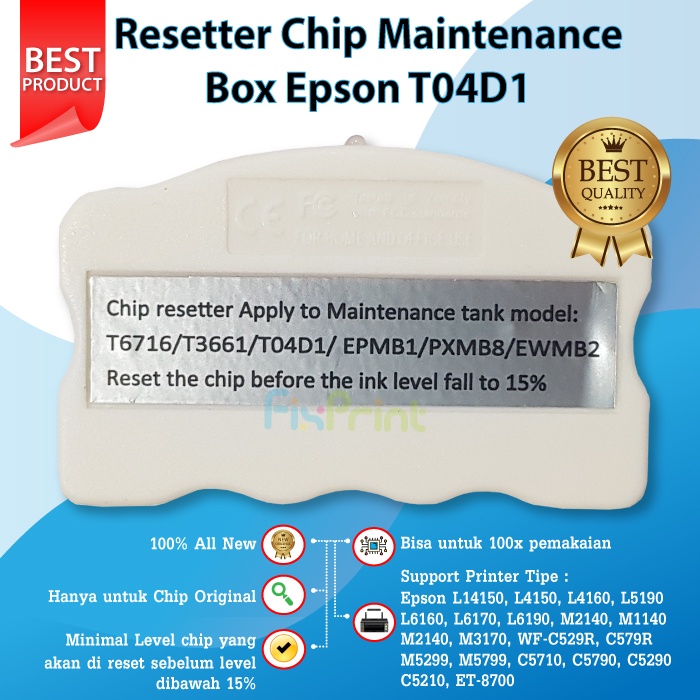 Resetter Chip T04D1 Maintenance Box T6714 T6716 T3661 Reset Wasting Pad Waste Ink Pad Printer L14150 L4150 L4160 L6160 L6170