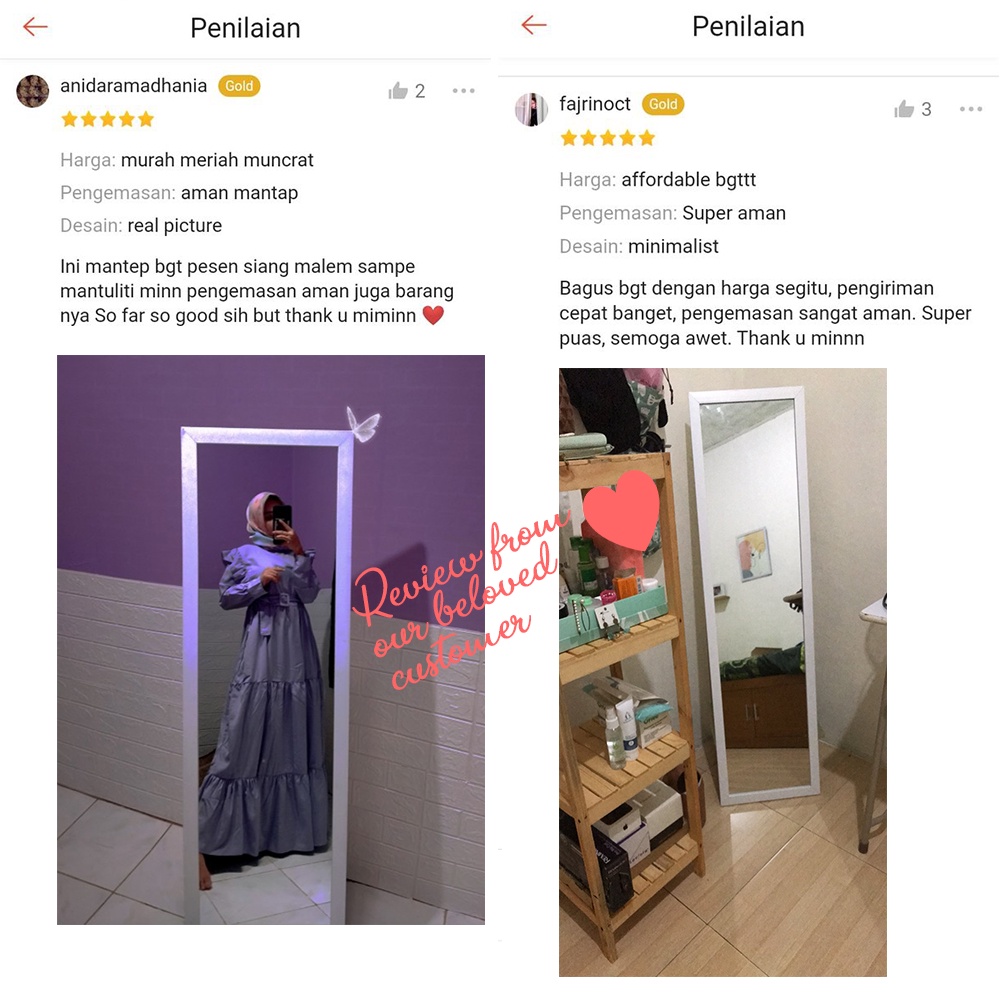 GOSEND ONLY - STANDING MIRROR / CERMIN / CERMIN STANDING / CERMIN GANTUNG / CERMIN DINDING / CERMIN FULL BODY UK 127 X 35 CM / 95 X 35 CM / CERMIN BERDIRI FULL BODY KACA STANDING / KACA STANDING FULL BODY / KACA CERMIN FULL BODY / KACA-6