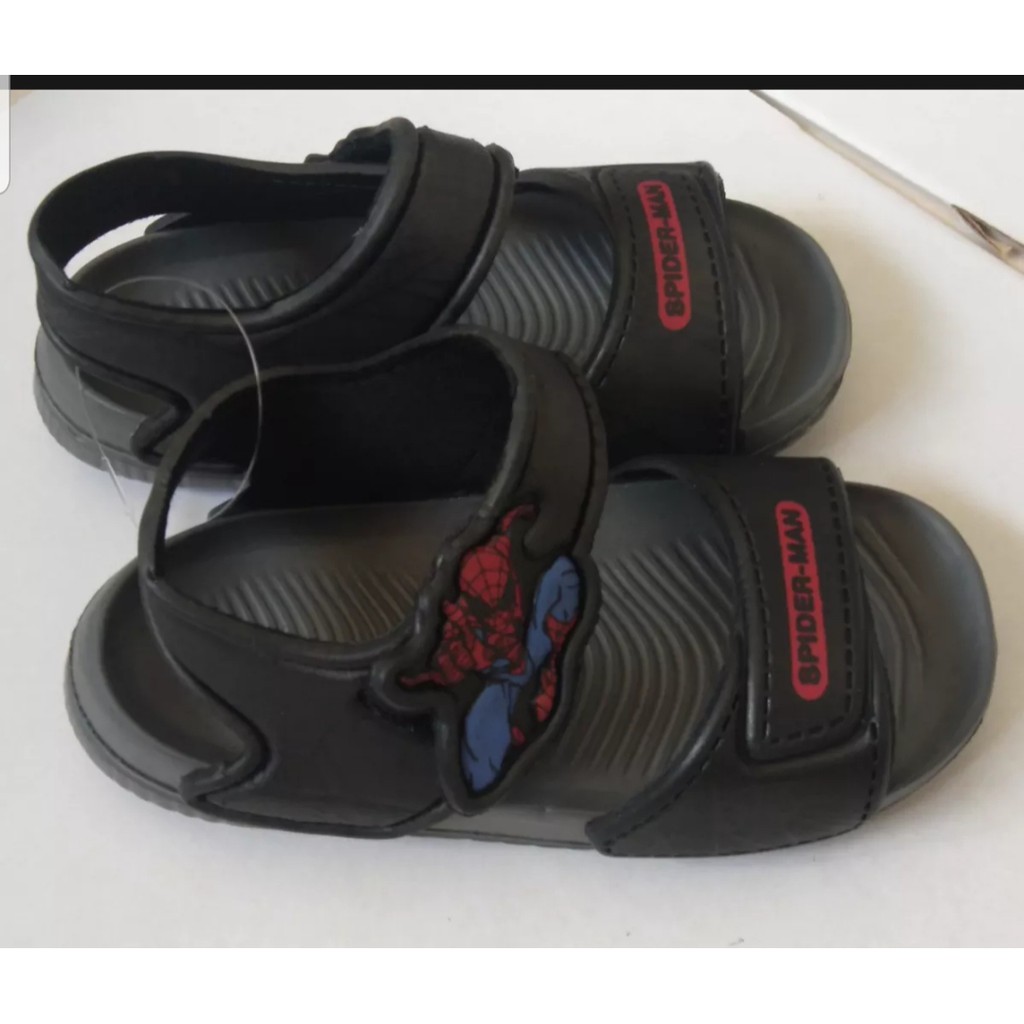 SANDAL ANAK LAKI LAKI SPIDERMAN FLAT SOFT NON LED USIA 1,5 sd 4 THN WARNA HITAM