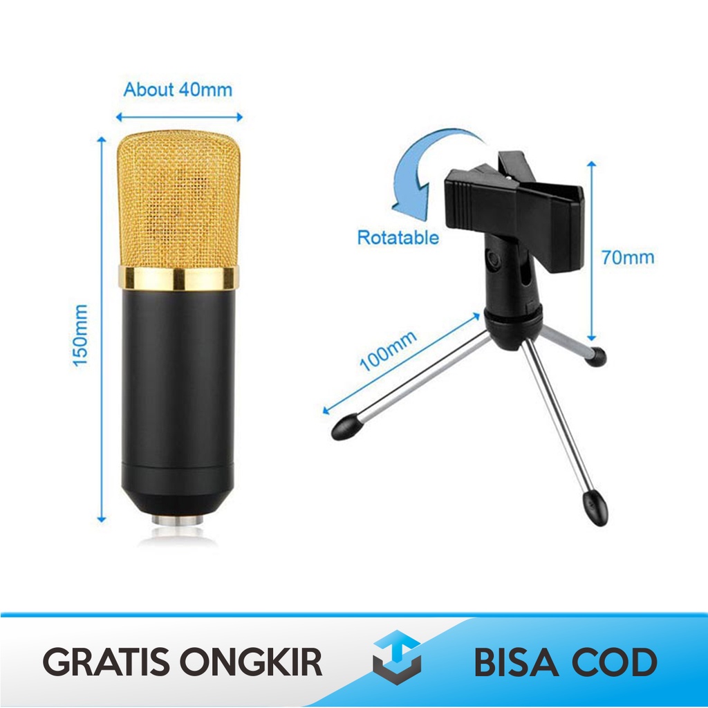 CONDENSER MICROPHONE USB KONEKTOR ORI BY TAFFSTUDIO K669B MINI TRIPOD