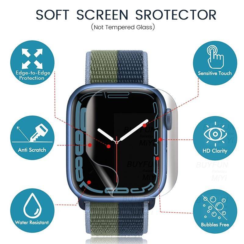 Film Pelindung Layar Hydrogel Anti blue light 38mm 41mm 42mm 40mm 44mm 45mm Untuk Apple Watch Seri 7 6 SE 5 4 3 2