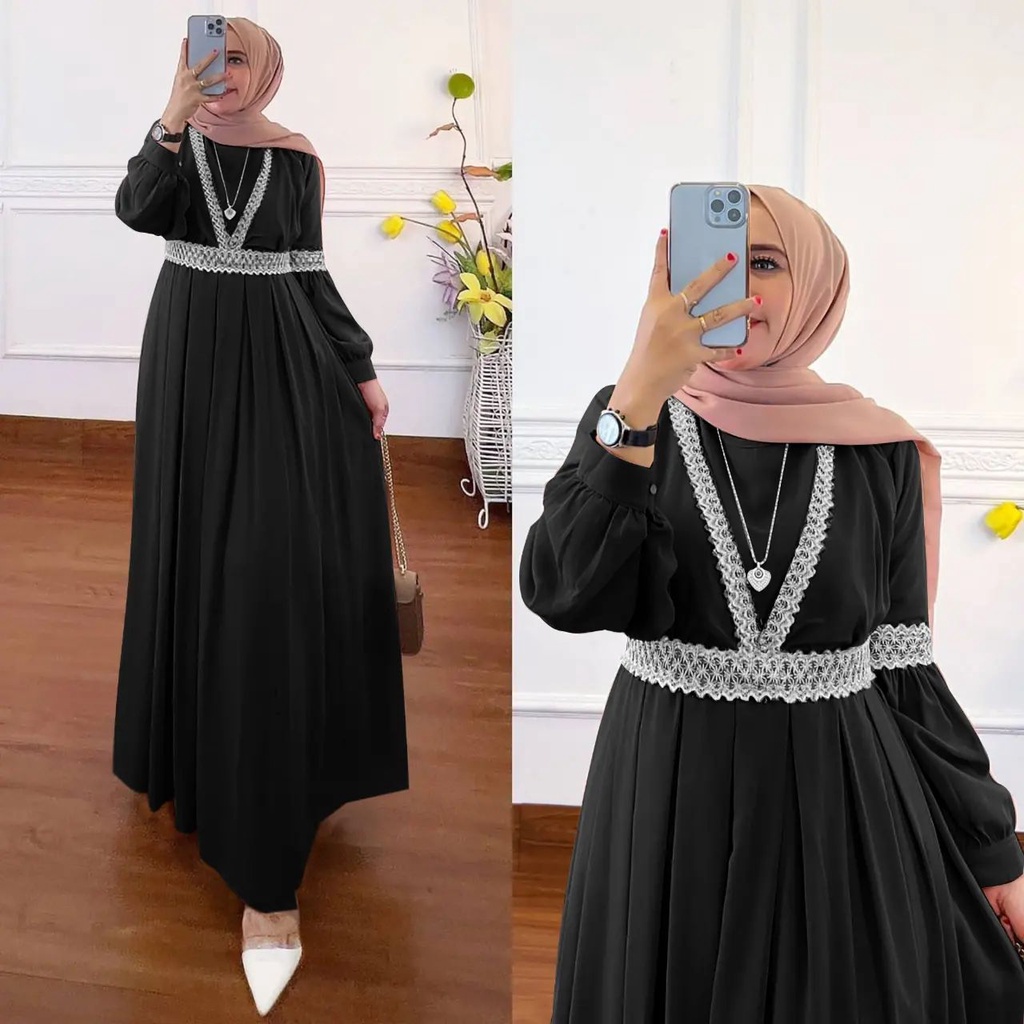 [CYC | COD] Gamis Qaisha Dress | Ceruty Maxi Wanita Trendy Murah