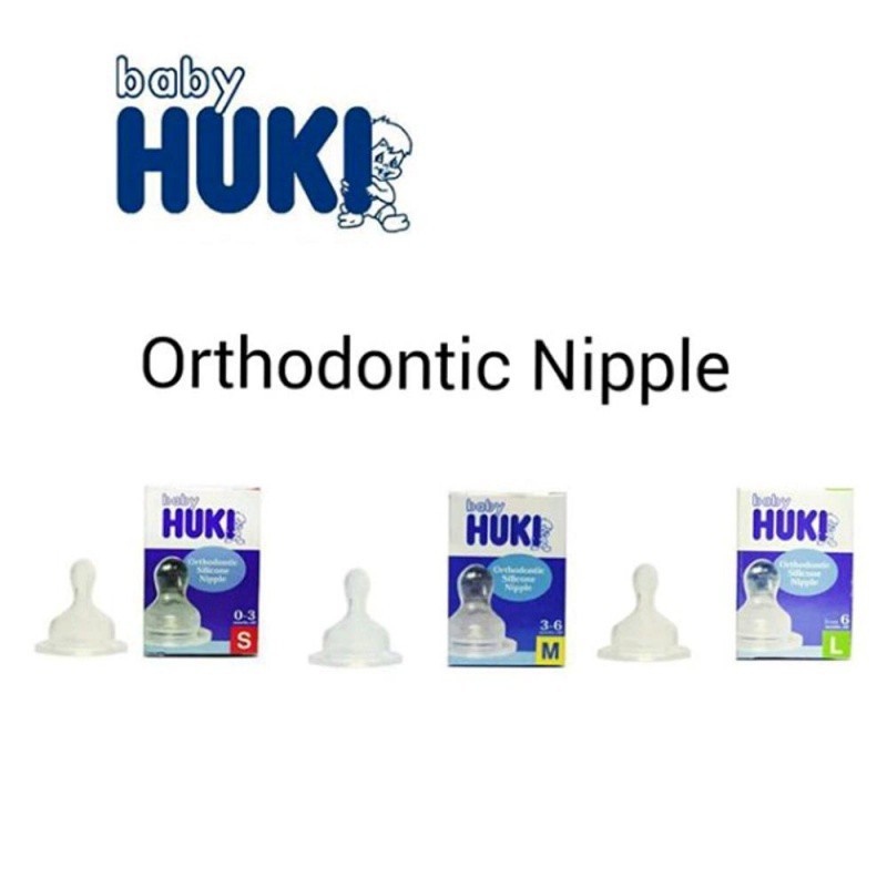 [BOX] Huki Baby Orthodontic Silicone Nipples Isi 1 / Isi 2 - Dot Bayi Pipih / Gepeng