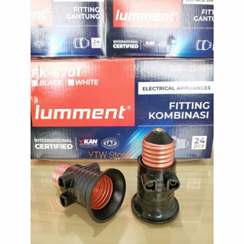 Fiting Kombinasi Lampu E27 PUTIH HITAM Fitting 2in1 KUNINGAN Cabang Colokan Listrik SNI TERMURAH