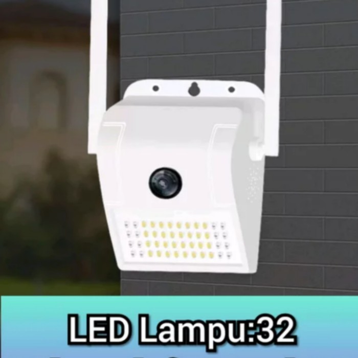 Kamera CCTV IP 8MP nirkabel Rumah Luar tahan air lampu taman cahaya ganda kamera PUTIH