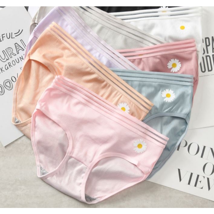 BV.ID CD693 CELANA DALAM WANITA ONE PIECE MULUS MOTIF BUNGA DAISY SUTRA BRIEFS ELASTIS SEAMLESS MID WAIST
