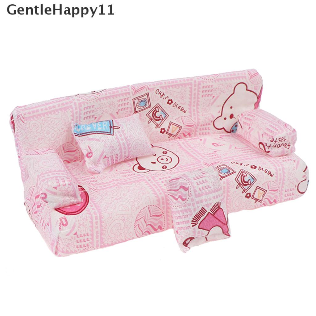 Gentlehappy Mainan Miniatur sofa Motif Bunga + 2 Bantal Untuk Aksesoris Rumah Boneka