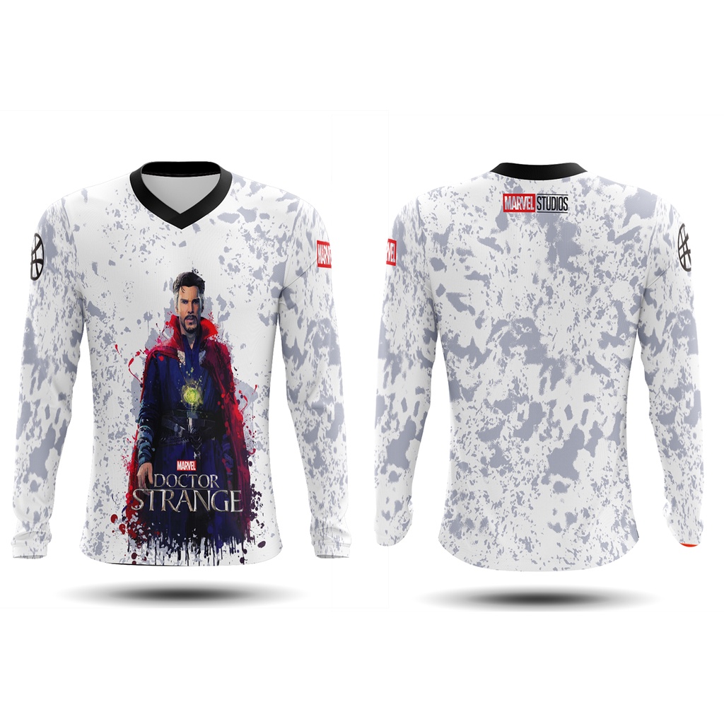 Fikastore - Kaos Doctor Strange Pria Lengan Panjang Kerah V FullPrint