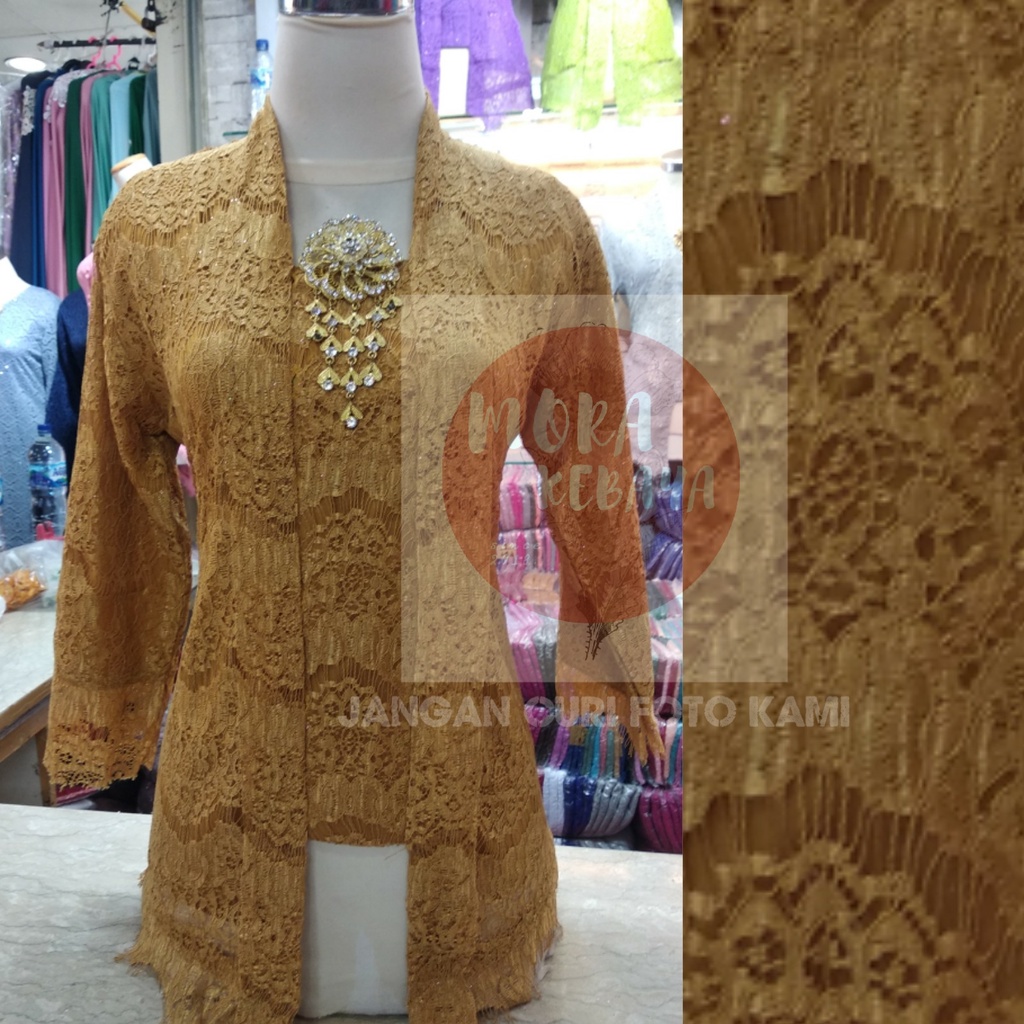 kebaya kutu baru lengan 7/8_kebaya brukat_kebaya_kebaya kutu baru modern_kebaya encim_kebaya wisuda murah-GOLD